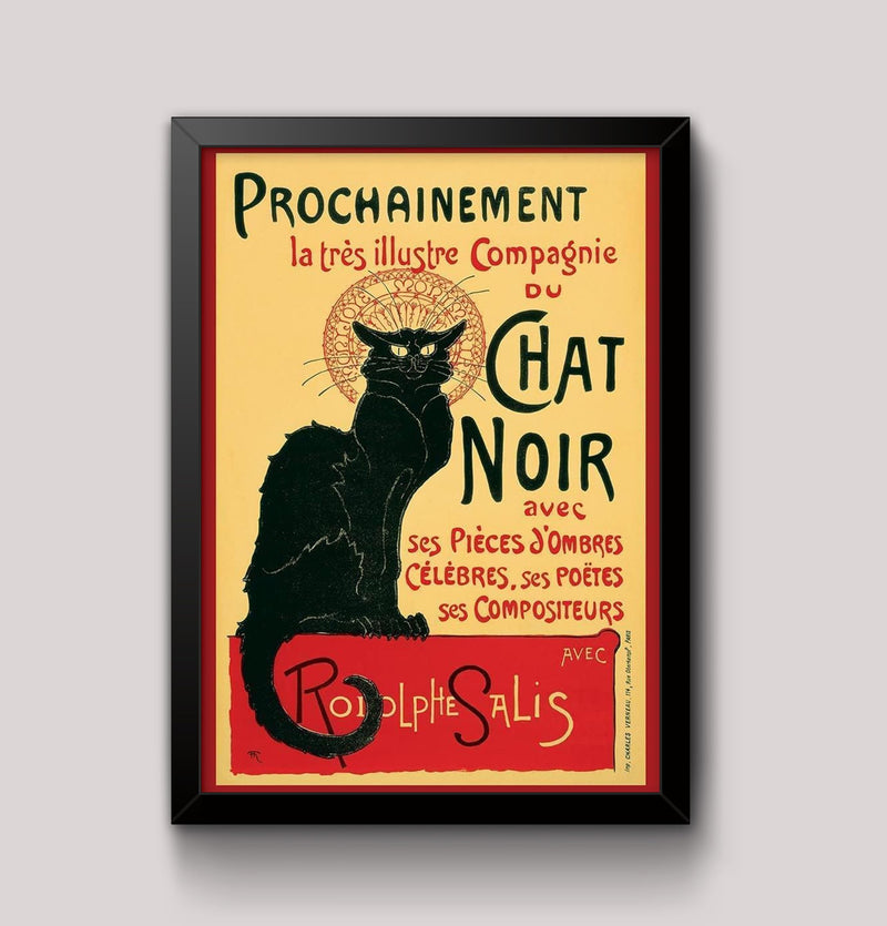 RPW Roystone Print Works Vintage Advertisement Poster Classic French Le Chat Noir Reproduction Gloss Print Wall Art A3 Framed - Black Frame wall art poster – printed in Yorkshire
