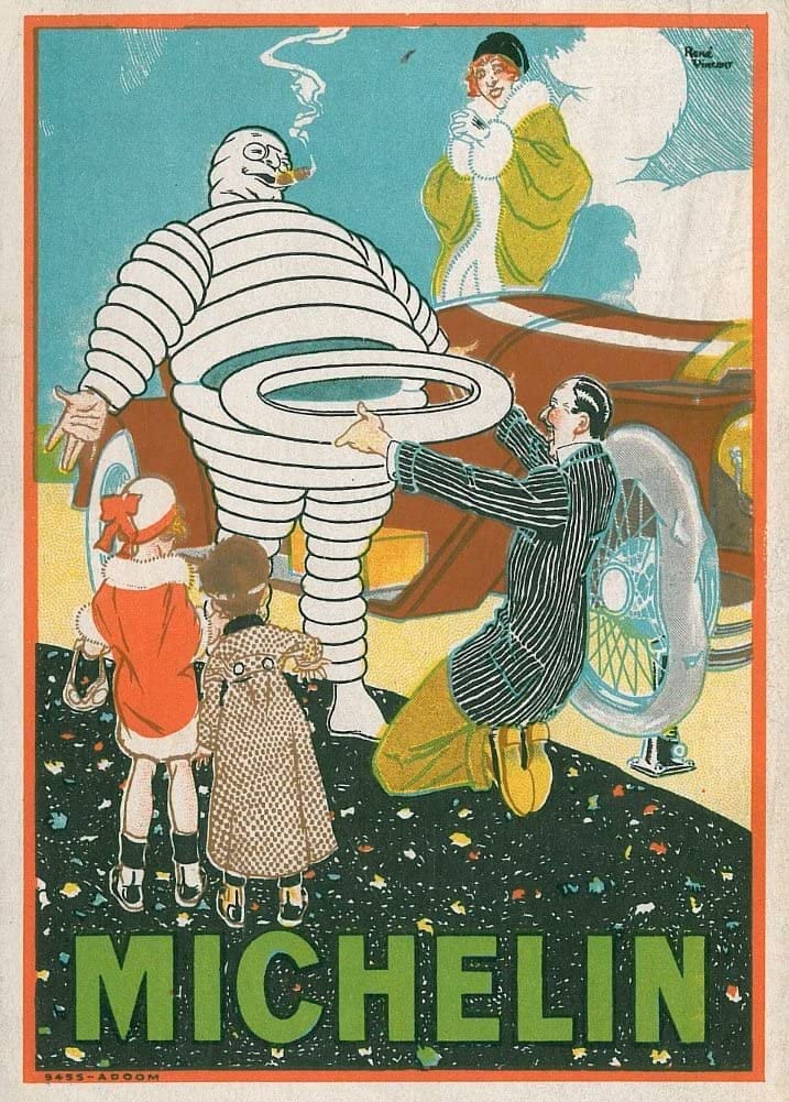 RPW Roystone Print Works Vintage Automobile 'Michelin Tyres', U.S.A, 1914, Reproduction 250gsm A4 & A3 Vintage Automobile Poster wall art poster – printed in Yorkshire