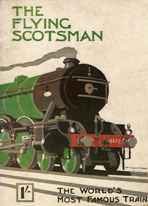 RPW Roystone Print Works Vintage Travel Scotland 'The Flying Scotsman. The World's Most Famous Train', Circa. 1930-40's, Reproduction 250gsm Gloss A4 & A3 Vintage Art Deco Travel Poster wall art poster – printed in Yorkshire