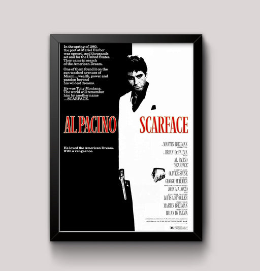 Scarface Classic Vintage 80's Movie Poster Wall Art Print Framed or unframed. wall art poster – printed in Yorkshire