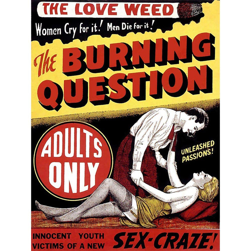Advertising Weed Marijuana 1936 The Love Weed The Burning question Art Print Poster Wall DŽcor A4 and A3 wall art poster – printed in Yorkshire