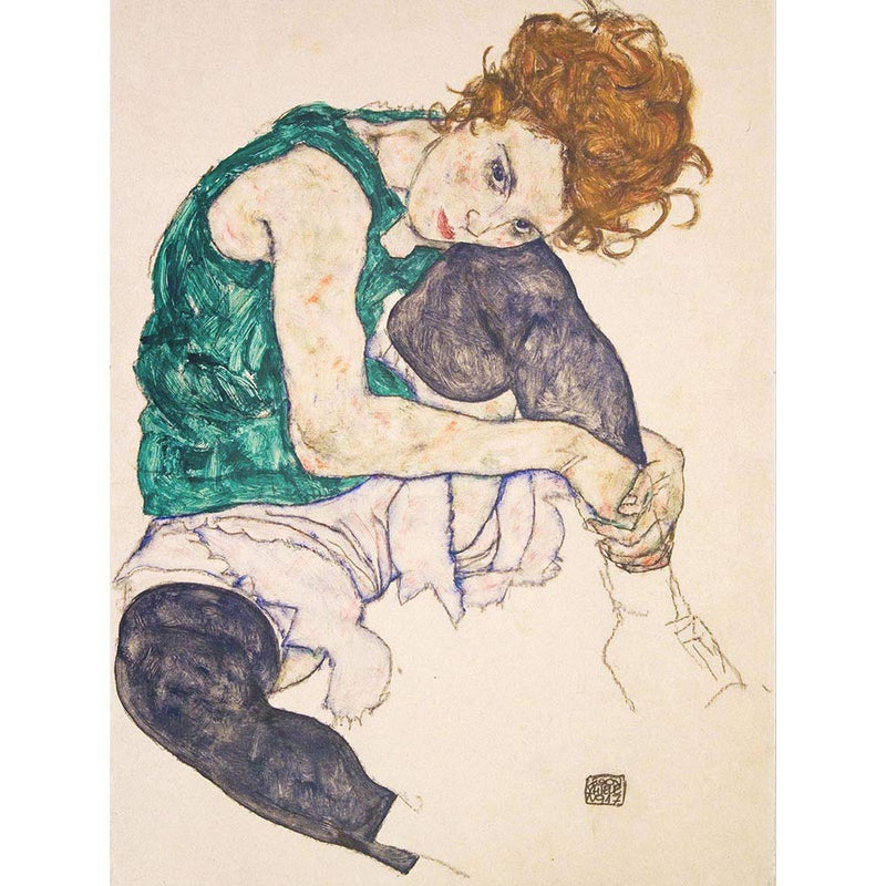 Egon Schiele Seated Woman Legs Drawn Up Adele Herms Painting Art Print Poster Wall DŽcor A4 and A3 wall art poster – printed in Yorkshire