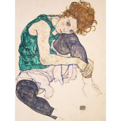 Egon Schiele Seated Woman Legs Drawn Up Adele Herms Painting Art Print Poster Wall DŽcor A4 and A3 wall art poster – printed in Yorkshire