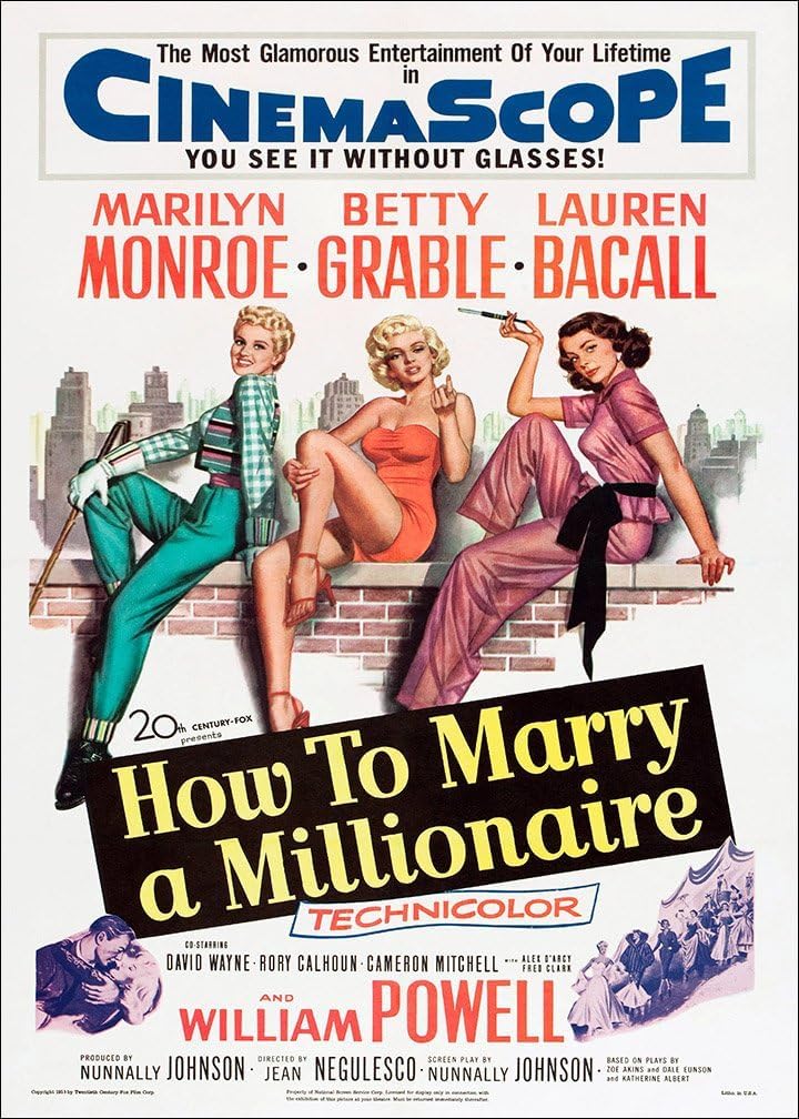 Marilyn Monroe How To Marry A Millionaire Movie Film Movie Poster Wall Art Print various sizes, Framed or unframed. wall art poster – printed in Yorkshire