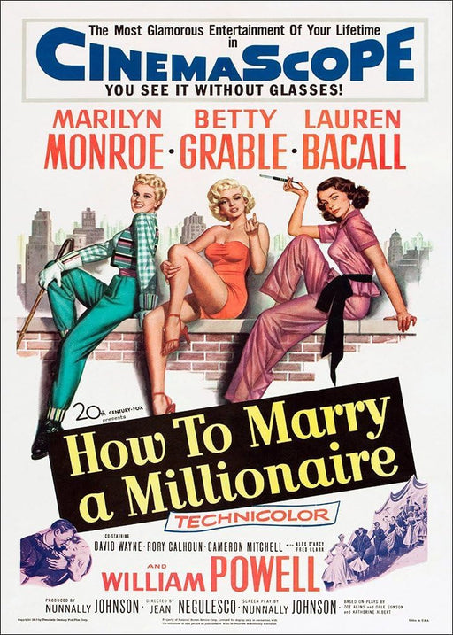 Marilyn Monroe How To Marry A Millionaire Movie Film Movie Poster Wall Art Print various sizes, Framed or unframed. wall art poster – printed in Yorkshire