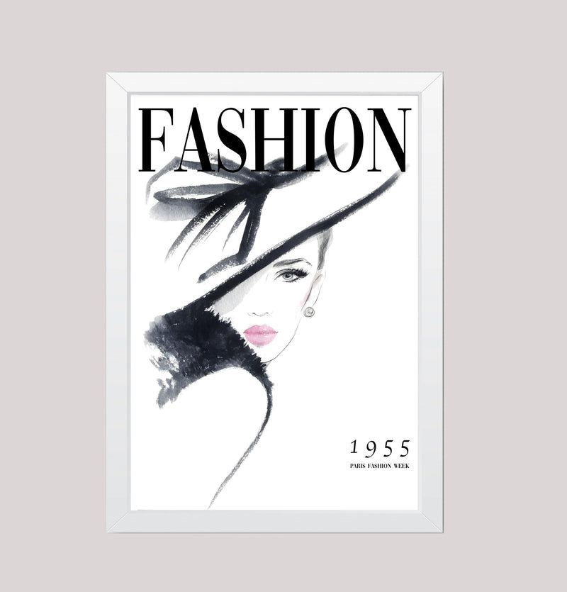Vintage Magazine Art Cover FASHION 1955 Black White Pink Beauty wall art poster print wall art poster – printed in Yorkshire