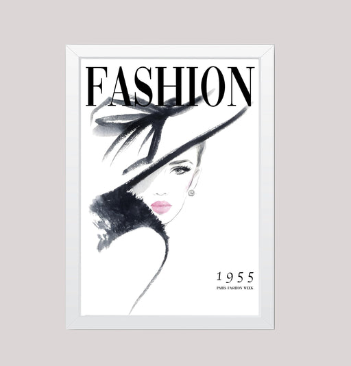 Vintage Magazine Art Cover FASHION 1955 Black White Pink Beauty wall art poster print wall art poster – printed in Yorkshire