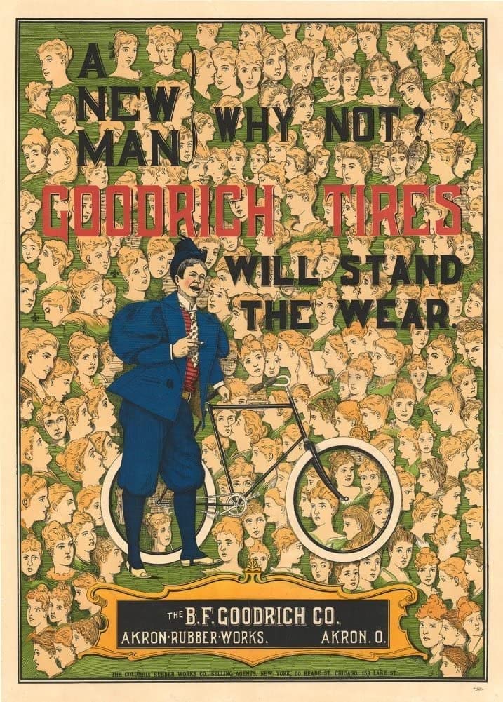 RPW Roystone Print Works Vintage Automobile 'Goodrich Tyres Will Stand The Wear', U.S.A, Early 20th Century, Reproduction 250gsm A4 & A3 Vintage Automobile Poster wall art poster – printed in Yorkshire