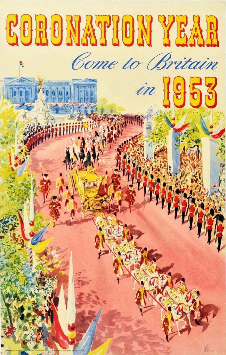 RPW Roystone Print Works 1953 BRITISH RAILWAYS Queen Elizabeth Coronation Celebration Vintage travel poster A4 & A3 wall art poster – printed in Yorkshire