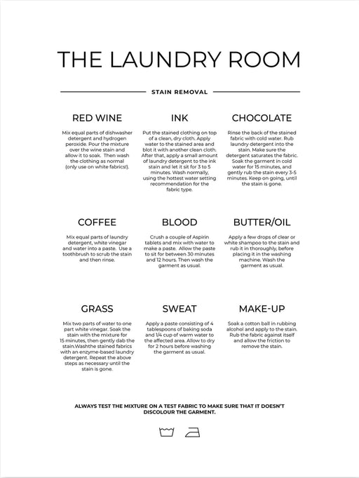Laundry Room Stain Removal Guide washing sign Framed/Unframed Home Student Dorm Wall Art Print Poster Home DŽcor Various Sizes wall art poster – printed in Yorkshire