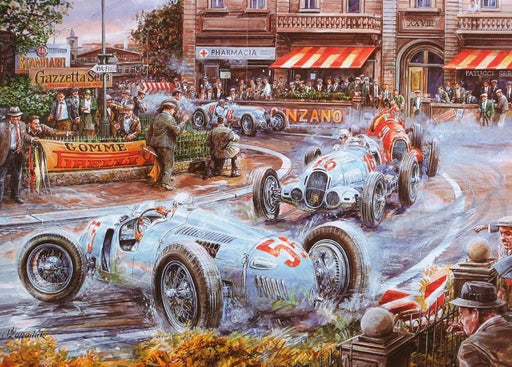 RPW Roystone Print Works Vintage Automobile 'The Skid', Reproduction 250gsm A4 & A3 Vintage Automobile Racing Poster wall art poster – printed in Yorkshire