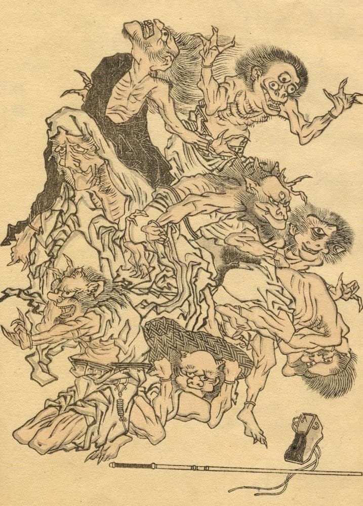 RPW Roystone Print Works Hokusai 'Monsters and Ogres', Japan, 18-19th Century, Reproduction gloss A4 & A3 Ukiyo-e Classic Art Poster wall art poster – printed in Yorkshire
