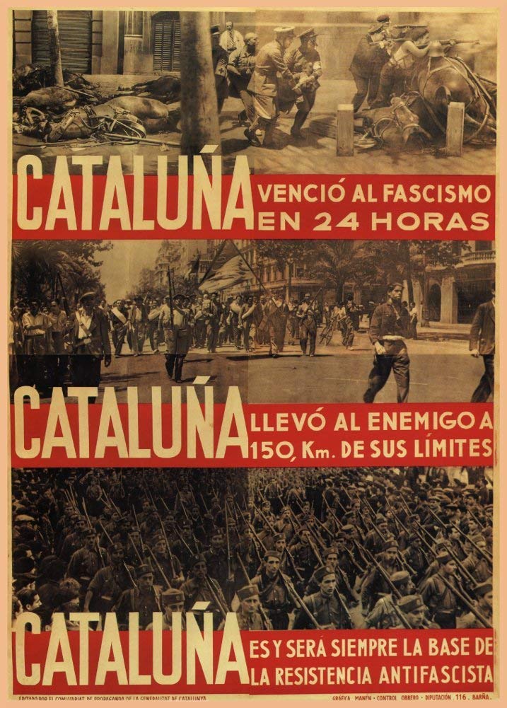 RPW Roystone Print Works Vintage Spanish Civil War Propaganda 'Cataluna, Fascism Defeated', Spain, 1936-39, Reproduction 250gsm Gloss A4 & A3 Vintage Propaganda Poster wall art poster – printed in Yorkshire