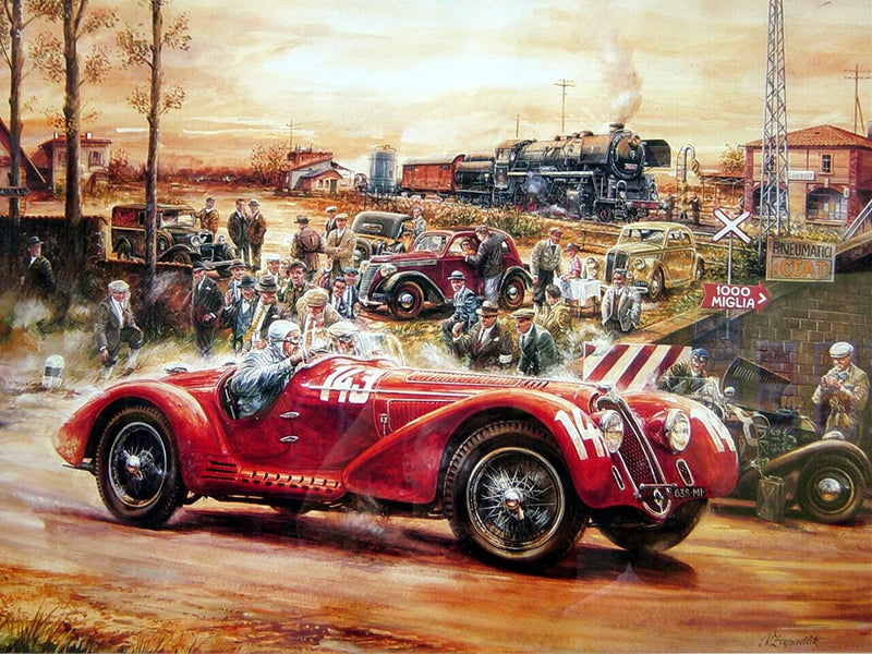 RPW Roystone Print Works Vintage Automobile 'The Little Red Sportster', Reproduction 250gsm A4 & A3 Vintage Automobile Racing Poster wall art poster – printed in Yorkshire