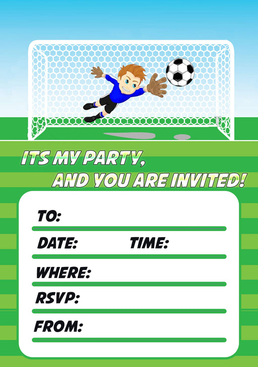 Roystone Print Works 20 x Football Boys Girls Birthday party invitations invites fun winner wall art poster – printed in Yorkshire