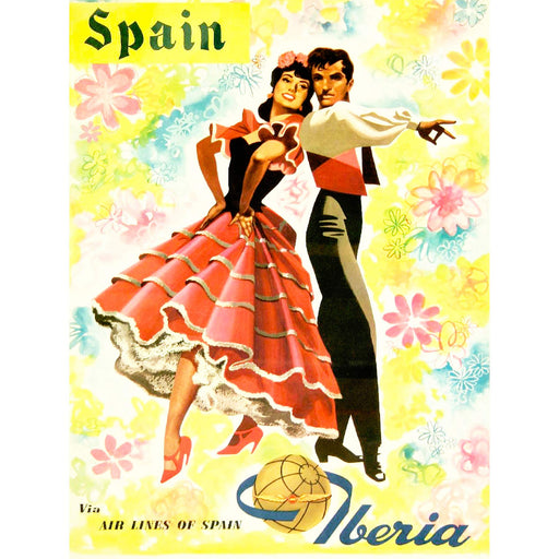 TRAVEL TOURISM SPAIN FLAMENCO DANCE DRESS AIRLINE FLOWERS FINE ART PRINT ART POSTERÊA4 / A3 wall art poster – printed in Yorkshire