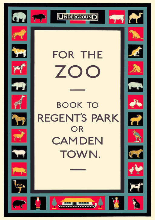 RPW Vintage Travel Poster Advert 1920's For the Zoo Regents Park Camden Town London Zoo wall art poster – printed in Yorkshire