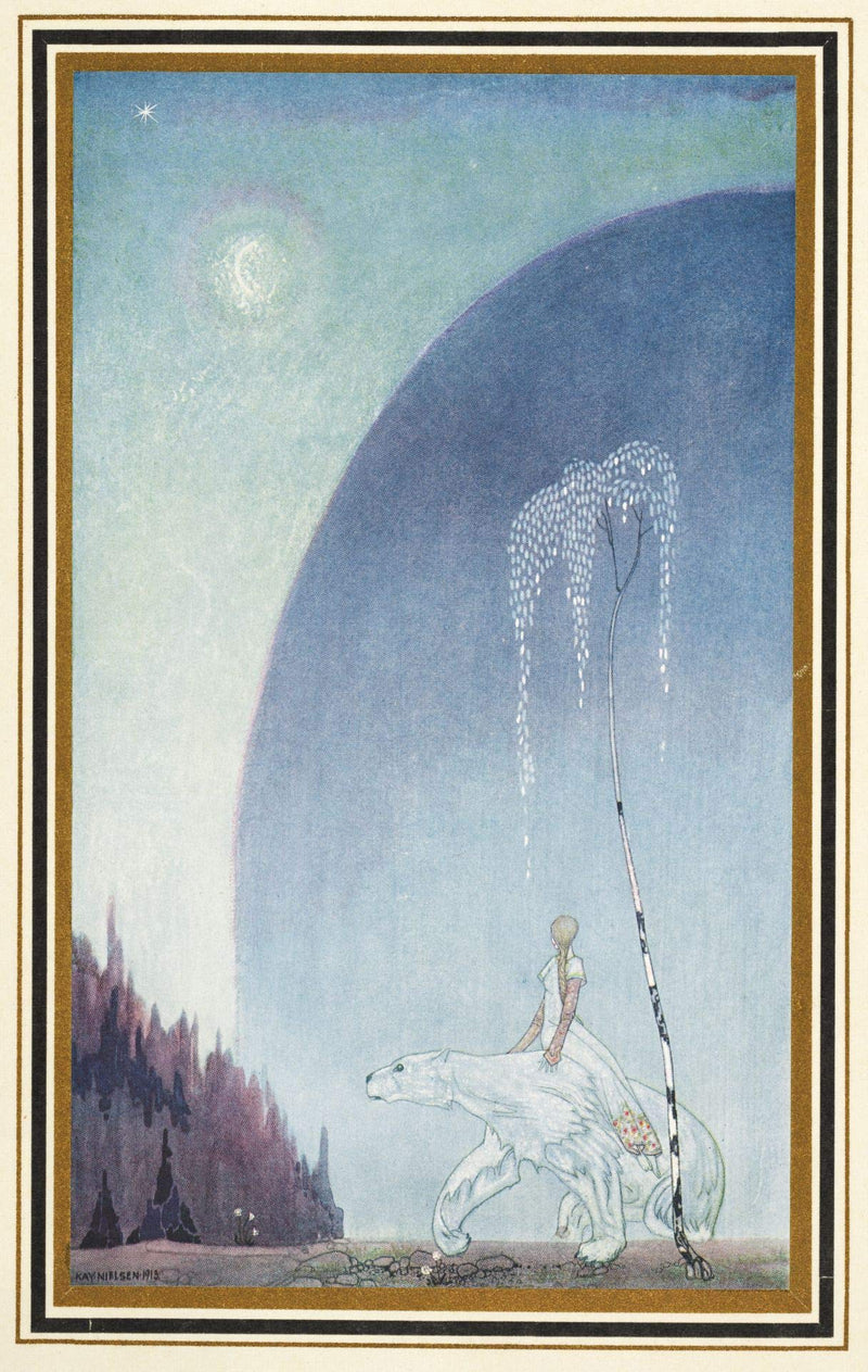 RPW Roystone Print Works KAY NIELSEN upon the back of a bear, from East of the Sun and West of the Moon c1914 250gsm Art Wall Art Poster wall art poster – printed in Yorkshire