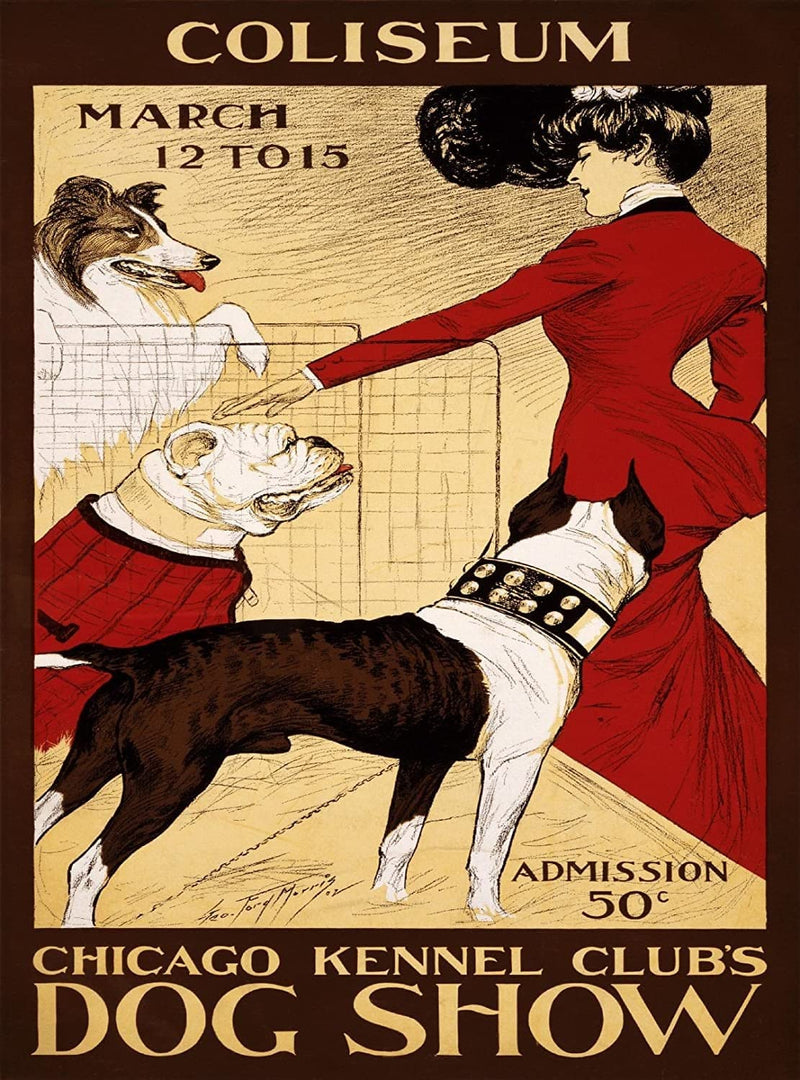 RPW Roystone Print Works Vintage Pets & Veterinary 'Kennel Club's Dog Show', U.S.A, 1902, Reproduction 250gsm A4 & A3 Vintage Art Nouveau Poster wall art poster – printed in Yorkshire