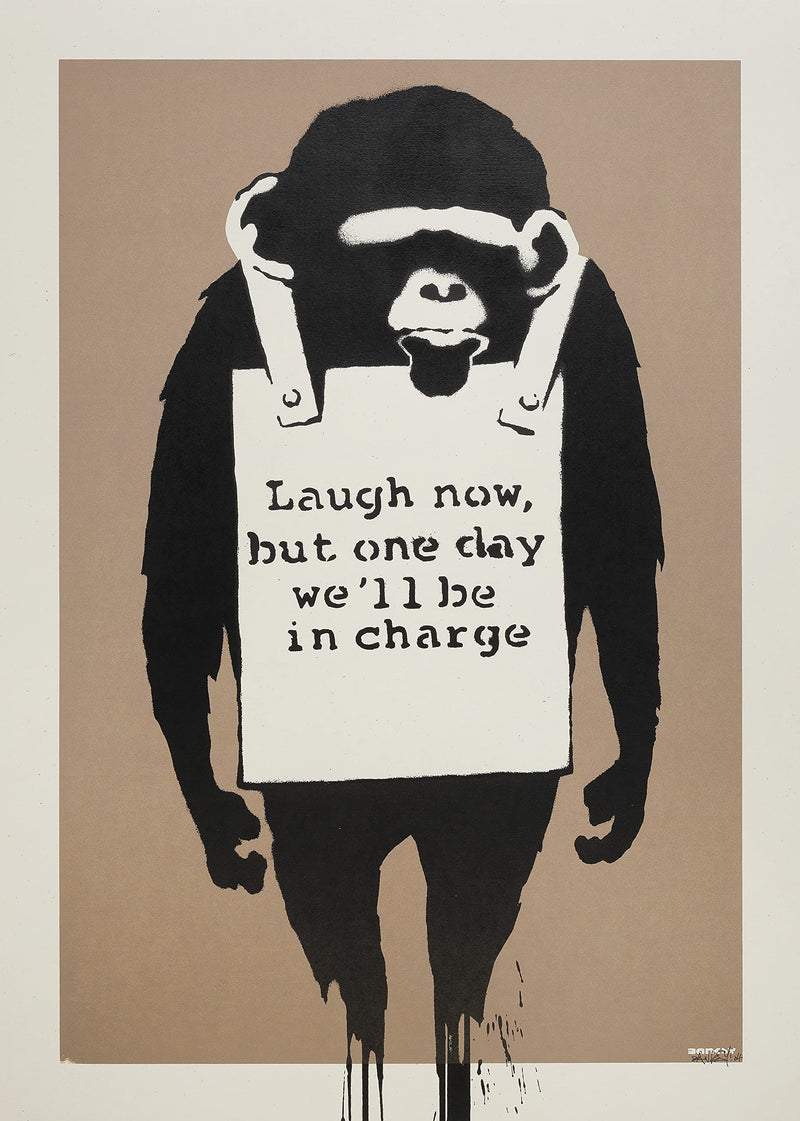 RPW Roystone Print Works - Banksy Laugh Now Monkey - A3 Unframed Poster Print Art Print for Home Office Decor wall art poster – printed in Yorkshire