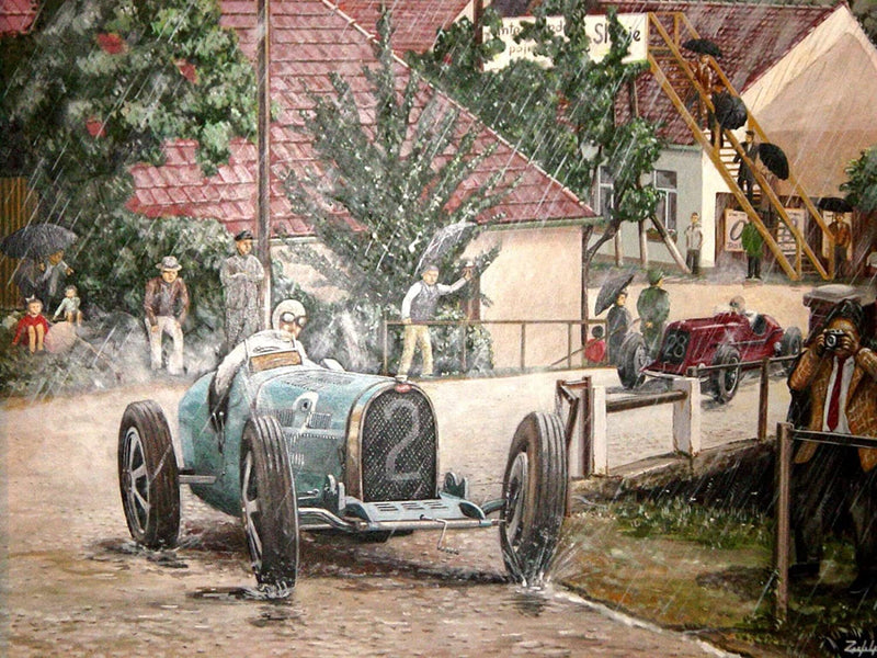 RPW Roystone Print Works Vintage Automobile 'The Rain', Reproduction 250gsm A4 & A3 Vintage Automobile Racing Poster wall art poster – printed in Yorkshire