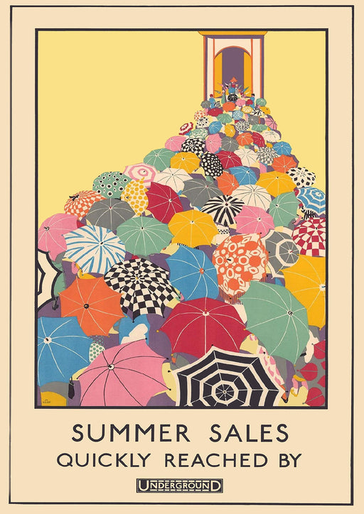 RPW Vintage London SUMMER SALES QUICKLY REACHED BY UNDERGROUND 1920's Wall Art Poster A4 and A3 size 250gsm Gloss Borderless print wall art poster – printed in Yorkshire