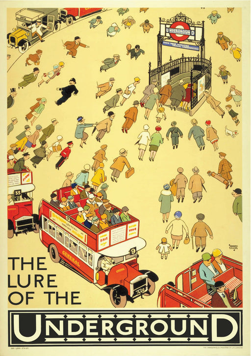 Vintage London Underground LURE OF THE UNDERGROUND 1920's Wall Art Poster A4 and A3 size 250gsm Gloss Borderless print wall art poster – printed in Yorkshire