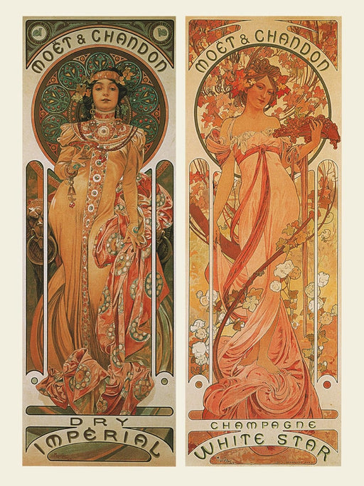 Art nouveau Poster Wall Art Print by Alphonse Mucha Moet, White, A4 and A3 wall art poster – printed in Yorkshire