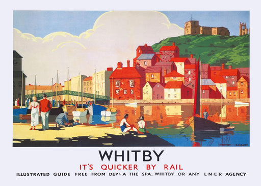 Whitby Yorkshire Vintage Wall Art Railway Travel Poster A4 and A3 size 250gsm print wall art poster – printed in Yorkshire