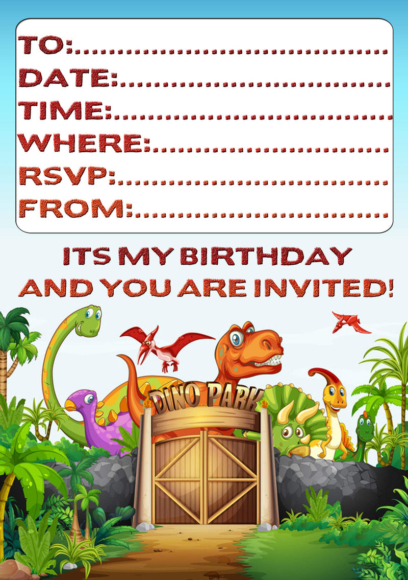Roystone Print Works 20 x Dinosaur Boys Girls Birthday party invitations invites fun wall art poster – printed in Yorkshire