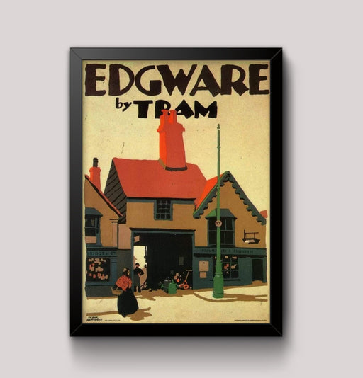 RPW Roystone Print Works Vintage London Underground 'Edgware by Tram', Reproduction Vintage Travel England Poster wall art poster – printed in Yorkshire