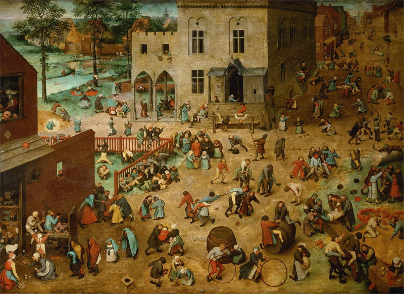 RPW Roystone Print Works Pieter Bruegel The Elder 'Children's Games', 1560, Netherlands, Flemish, Reproduction 250gsm Gloss A4 & A3 Vintage Classic Art Poster wall art poster – printed in Yorkshire