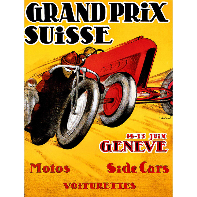 Funky Print EXHIBITION SPORT MOTORCYCLE SIDECAR GENEVA SWITZERLAND VINTAGE POSTER ART A4 / A3 wall art poster – printed in Yorkshire