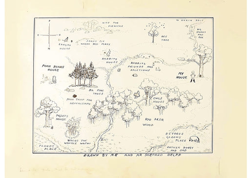 Winnie the pooh 1926 sketch of the 100 acre wood by E.H. Shepard Poster Wall Art Print wall art poster – printed in Yorkshire