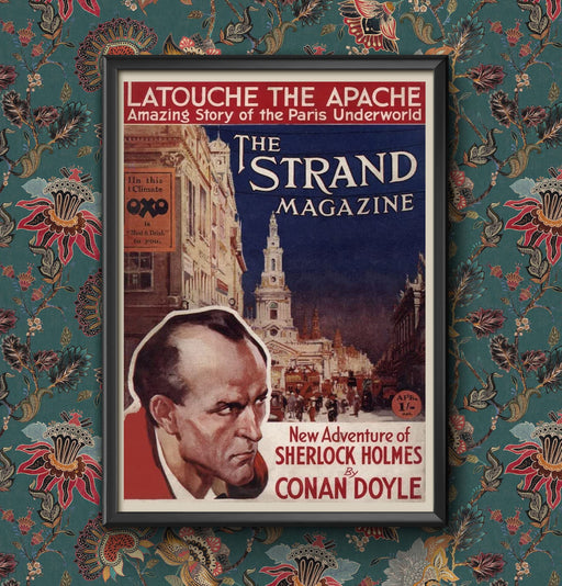 Vintage Literature 'Sherlock Holmes. The New Adventures in The Strand Magazine', England, 1927, Arthur Conan Doyle, Reproduction 250gsm A4 & A3 Vintage Sherlock Holmes Poster wall art poster – printed in Yorkshire