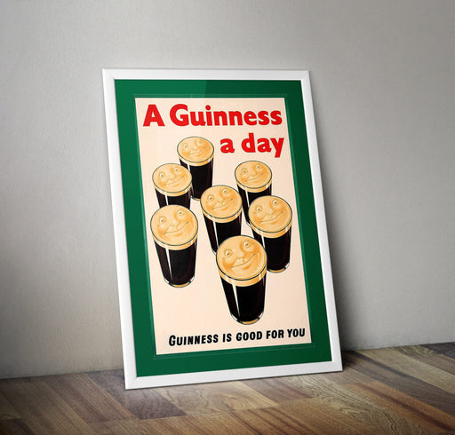Vintage A Good Day For A Guinness Drink Alcohol Poster Wall Art Print A4 & A3 wall art poster – printed in Yorkshire