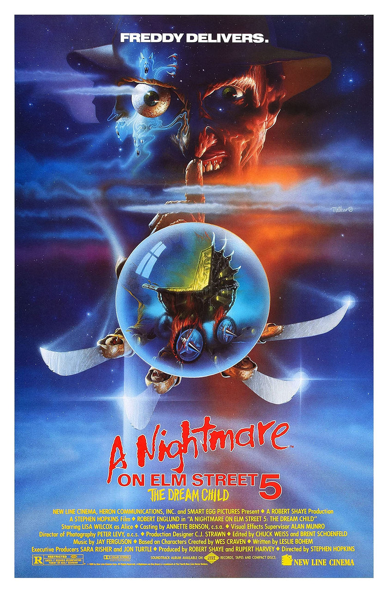 RPW Roystone Print Works A Nightmare on Elm Street 5 1989 Cult Vintage Horror Film Movie Poster wall art poster – printed in Yorkshire