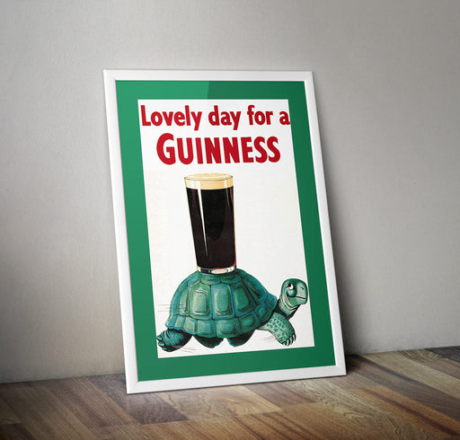 Lovely Day For A Guinness Tortoise Drink Alcohol Poster Wall Art Print A4 & A3 wall art poster – printed in Yorkshire