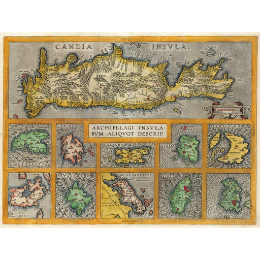 MAP ANTIQUE ORTELIUS CRETE GREEK ISLANDS X S FINE ART PRINT ART POSTER A4 / A3 wall art poster – printed in Yorkshire