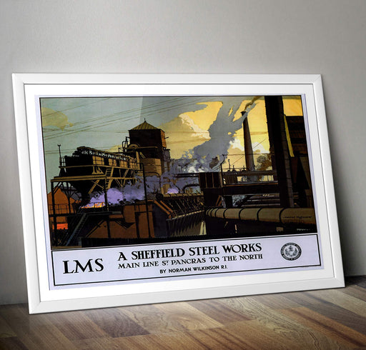 RPW Vintage Sheffield Steelworks Travel Poster A3 Wall Art print 40 x 30cm 16 x 12 inches wall art poster – printed in Yorkshire
