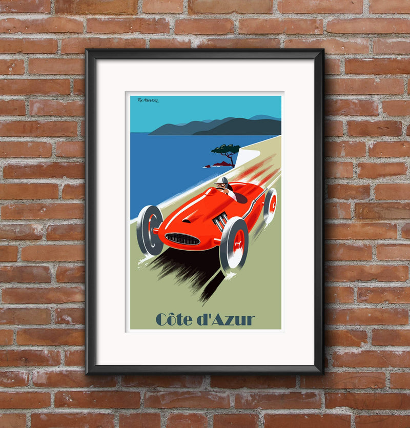 RPW Vintage Cote D'Azur French Travel Poster A3 Wall Art print 40 x 30cm 16 x 12 inches wall art poster – printed in Yorkshire
