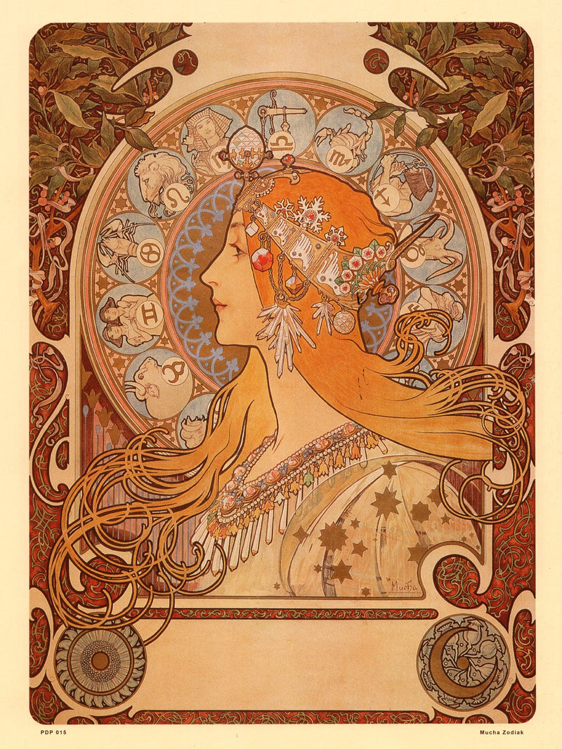 Art nouveau Poster Art Print by Alphonse Mucha Zodiak wall art poster – printed in Yorkshire