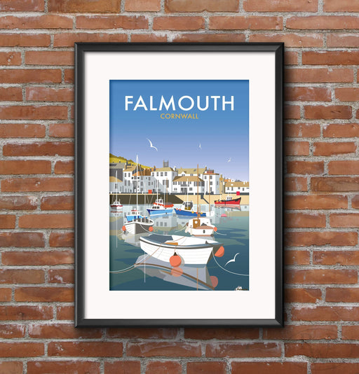 RPW Vintage Falmouth Cornwall Travel Poster A3 Wall Art print 40 x 30cm 16 x 12 inches wall art poster – printed in Yorkshire