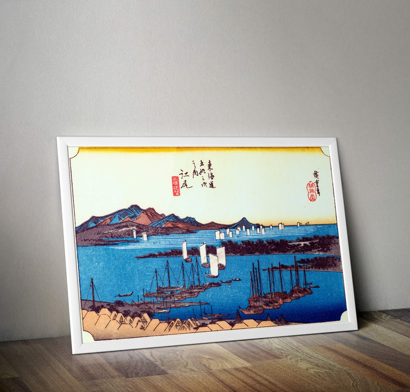 RPW View of Miho Ejiri Hiroshige Hokusai 1833 Vintage Wall Art Poster A4 and A3 size 250gsm Borderless print wall art poster – printed in Yorkshire