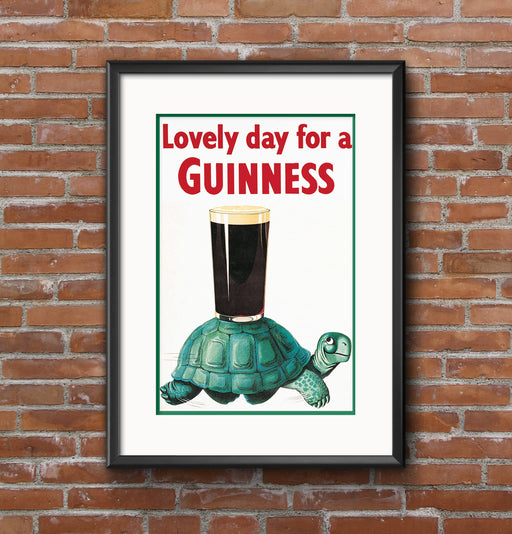 LOVELY DAY FOR A GUINNESS TORTOISE- Alcohol Advertisement Wall Poster Print - 30cm x 42cm / 12 Inches x 17 Inches wall art poster – printed in Yorkshire