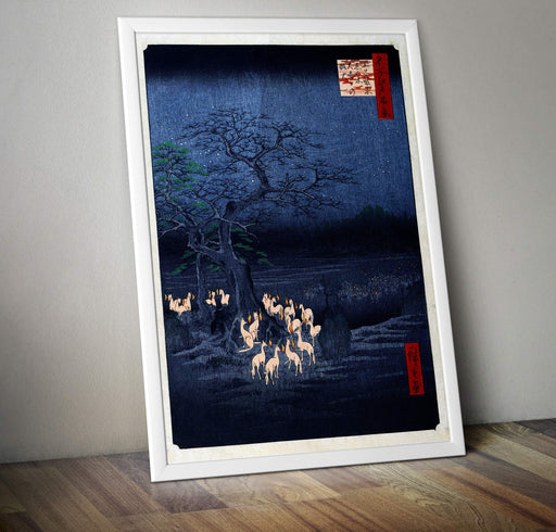 RPW Vintage Foxfires at the changing tree Hiroshige 1857 Wall Art Poster 250gsm print wall art poster – printed in Yorkshire