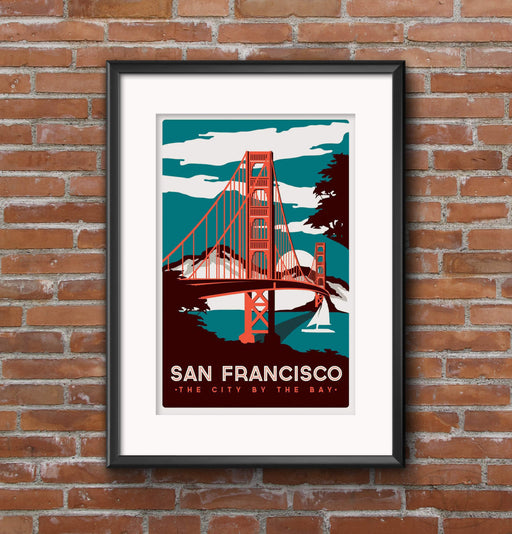 RPW¨ Roystone Print Works Vintage San Francisco Travel Poster A3 Wall Art Print 16 x 12 inches wall art poster – printed in Yorkshire