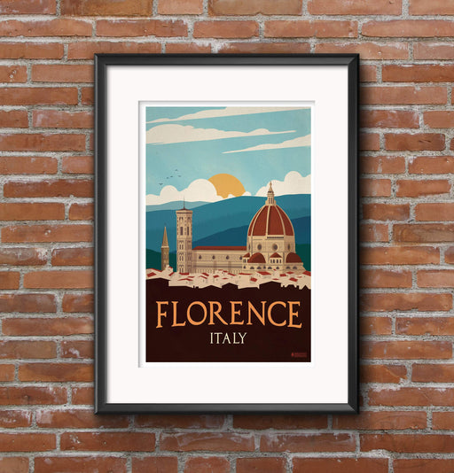 Vintage Florence Italy Travel Poster A3 Wall Art print 40 x 30cm 16 x 12 inches wall art poster – printed in Yorkshire