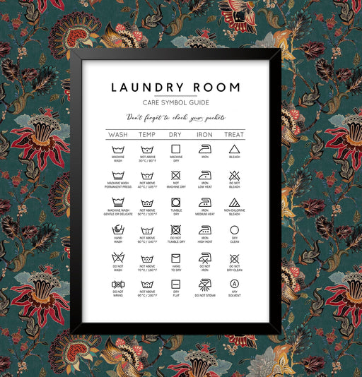 Laundry symbol washing sign Framed/Unframed Home Student Dorm Wall Art Print Poster Home DŽcor A4 and A3 wall art poster – printed in Yorkshire
