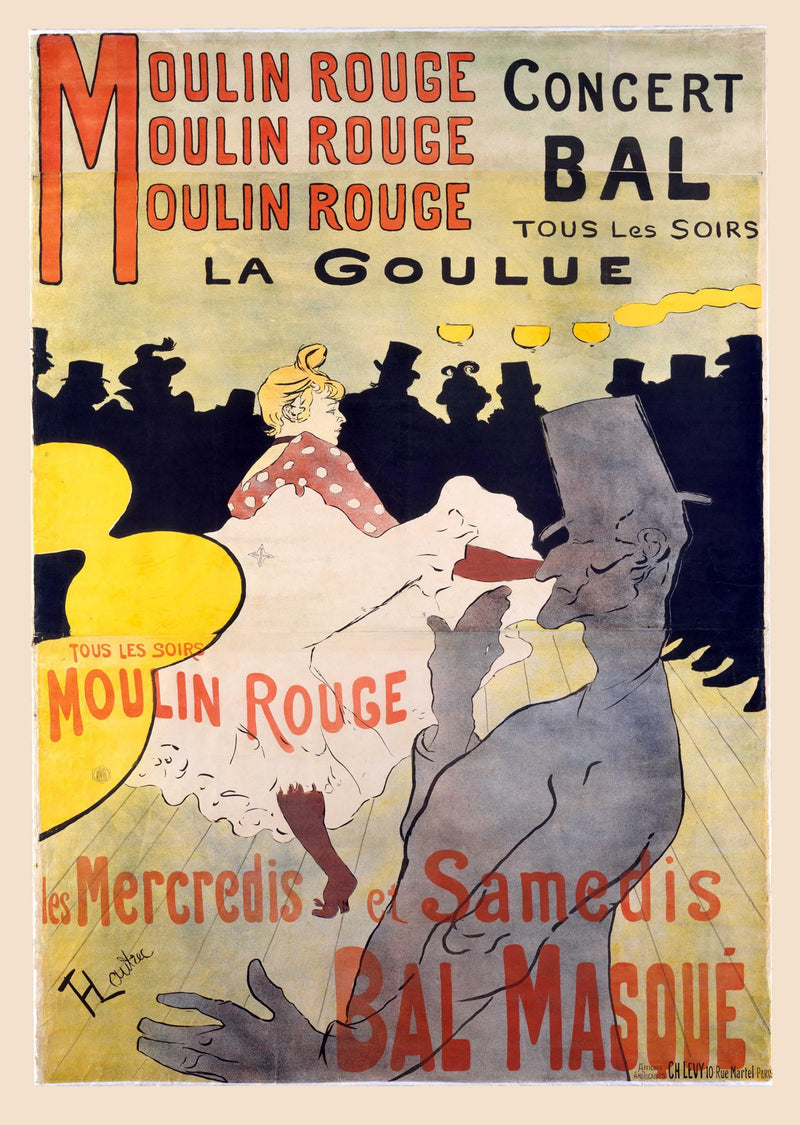 Art nouveau Poster Art Print by Henri de toulouse - Lautrec Moulin Rouge A4 and A3 wall art poster – printed in Yorkshire